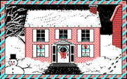 Jingle Disk for IBM PC/Compatibles - Houses are decorated with lights flashing different colors.