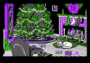 Jingle Disk for Apple II - A cat sleeps by the fireplace.