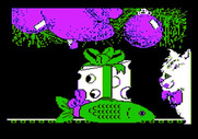 Jingle Disk for Apple II - Santa leaves a tasty treat for the cat.