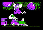 Jingle Disk for Apple II - The mouse runs from the cat and is rescued by a train.