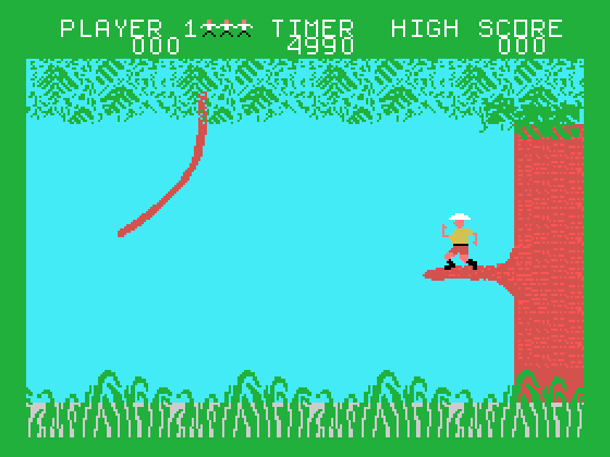 Jungle Hunt TI-99/4A Screenshot: Game start.