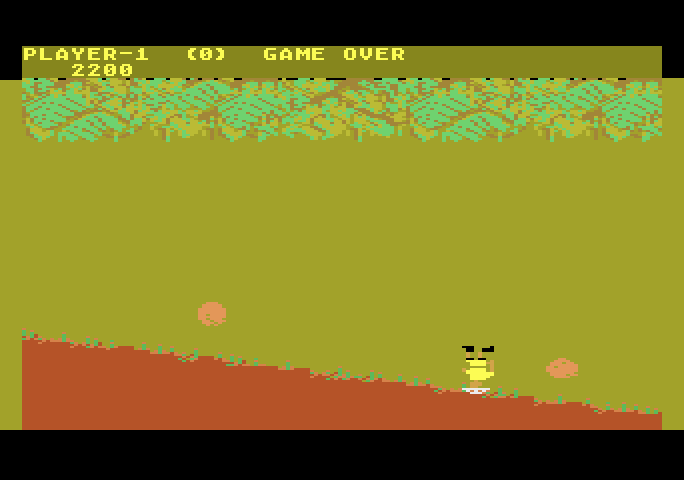Jungle Hunt Atari 5200 Screenshot: Hit by a boulder...