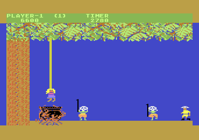 Jungle Hunt Atari 5200 Screenshot: The natives are restless...