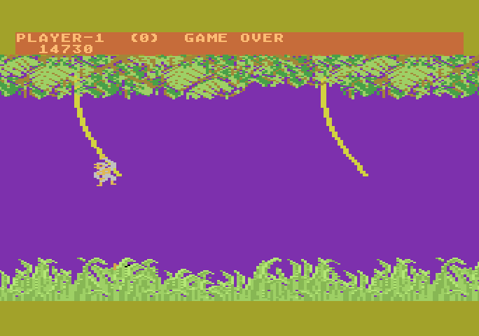 Jungle Hunt Atari 5200 Screenshot: Game over.