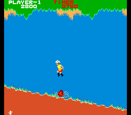 Jungle Hunt Arcade Screenshot: Jumping...