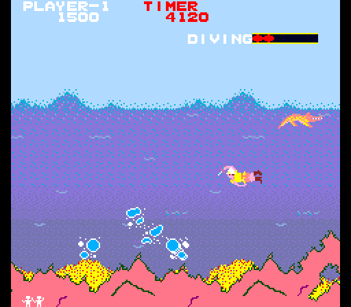 Jungle Hunt Arcade Screenshot: Even more bubbles appear...