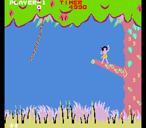Jungle Hunt Arcade Screenshot: Game start (Jungle King version).