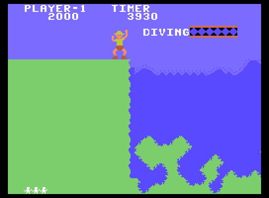 Jungle Hunt ColecoVision Screenshot: The end of the river sequence...