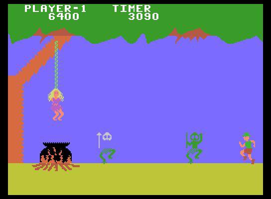 Jungle Hunt ColecoVision Screenshot: The natives are restless!