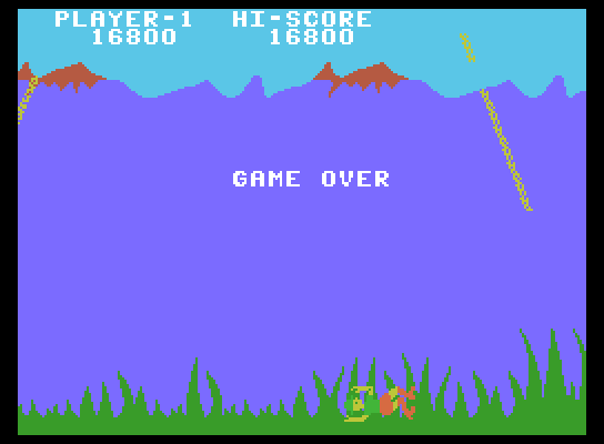 Jungle Hunt ColecoVision Screenshot: Game over.