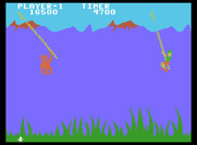 Jungle Hunt for ColecoVision - Monkeys appear on the vines and knock you off if caught.