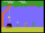 Jungle Hunt for ColecoVision - Jumped over the first native, one more jump to rescue the girl.