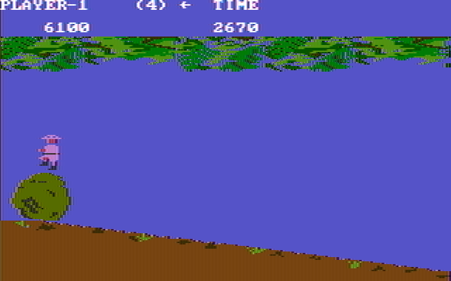 Jungle Hunt IBM PC/Compatibles Screenshot: The end of the boulder sequence.