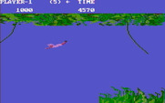 Jungle Hunt for IBM PC/Compatibles - Jumping into the river at the end of the vine sequence...