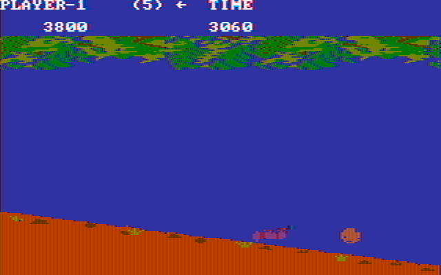 Jungle Hunt IBM PC/Compatibles Screenshot: This large boulder hit me!