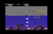 Jungle Hunt for Commodore 64 - Don't get trapped by the air bubbles!