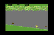 Jungle Hunt for Commodore 64 - The large boulders are tougher; you can jump over them, or try to duck...
