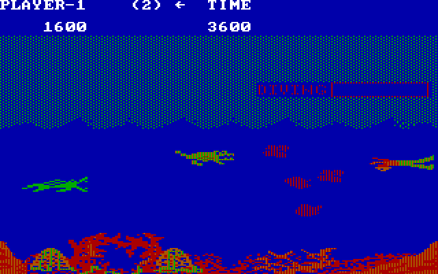 Jungle Hunt IBM PC/Compatibles Screenshot: Oops, I ran out of air...