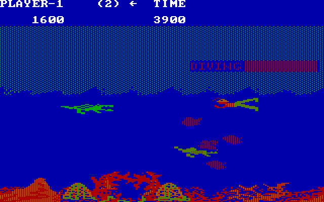 Jungle Hunt IBM PC/Compatibles Screenshot: Don't get caught in those air bubbles!