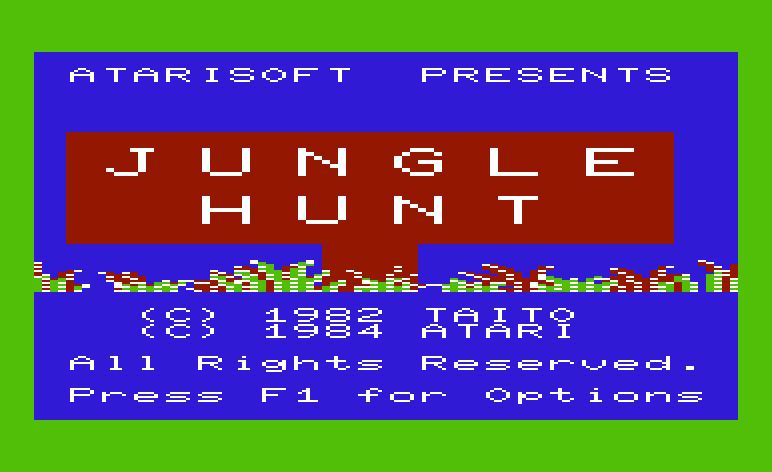 Jungle Hunt Commodore VIC-20 Screenshot: Title screen.