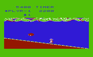 Jungle Hunt for Commodore VIC-20 - Some rocks are bigger than others and you need to duck under them.
