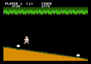 Jungle Hunt for Apple II - Successfully avoid this rock!