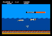 Jungle Hunt for Apple II - Don't get caught in the bubbles or you are stuck until they float to the surface.