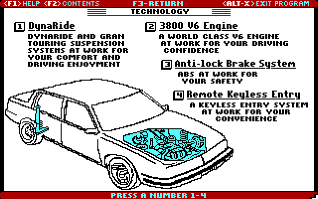 Great American Road belongs to Buick, The IBM PC/Compatibles Screenshot: About Buick technology.