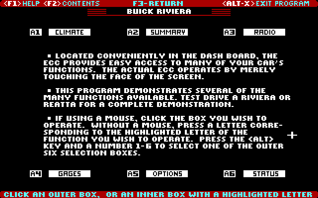 Great American Road belongs to Buick, The IBM PC/Compatibles Screenshot: Some detailed information...