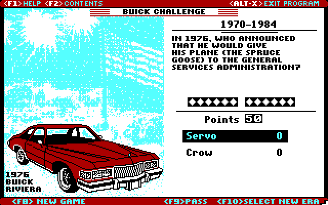 Great American Road belongs to Buick, The IBM PC/Compatibles Screenshot: First question.