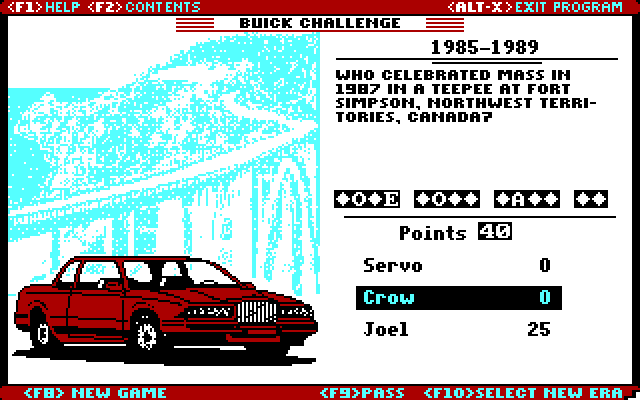 Great American Road belongs to Buick, The IBM PC/Compatibles Screenshot: Just a few more letters until the answer is revealed...