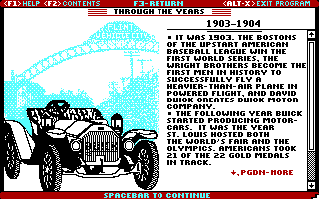 Great American Road belongs to Buick, The IBM PC/Compatibles Screenshot: A little bit of history.