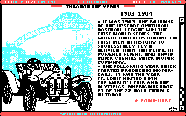 Great American Road belongs to Buick, The IBM PC/Compatibles Screenshot: A little history...