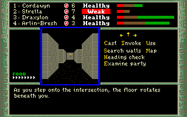 Dark Heart of Uukrul, The IBM PC/Compatibles Screenshot: The floor rotates...there are many surprises to be found!