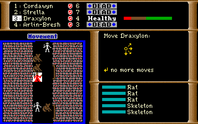 Dark Heart of Uukrul, The IBM PC/Compatibles Screenshot: Battle; sometimes you'll face different kinds of enemies at once.