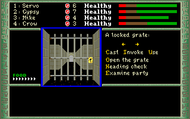 Dark Heart of Uukrul, The IBM PC/Compatibles Screenshot: A locked grate...