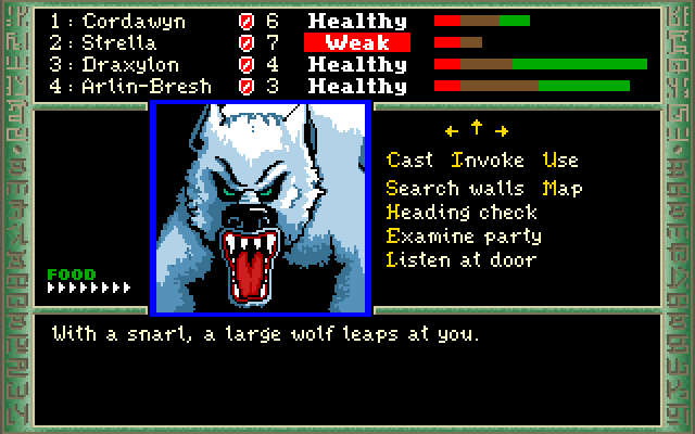 Dark Heart of Uukrul, The IBM PC/Compatibles Screenshot: A wolf attacks!