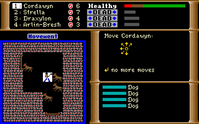Dark Heart of Uukrul, The IBM PC/Compatibles Screenshot: Taking on enemies with only one member left in your party may not be recommended...