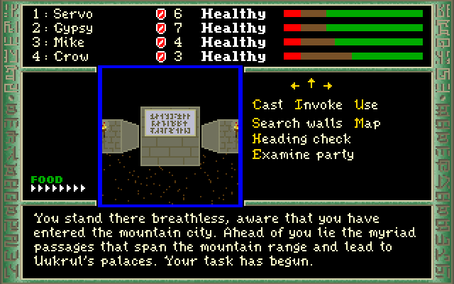 Dark Heart of Uukrul, The IBM PC/Compatibles Screenshot: Your task has begun...ahead lie myriad passages...