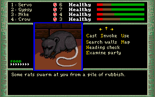 Dark Heart of Uukrul, The IBM PC/Compatibles Screenshot: Giant rats attack!