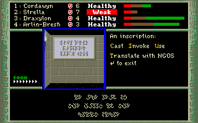 Dark Heart of Uukrul, The IBM PC/Compatibles Screenshot: Some inscriptions need to be translated...