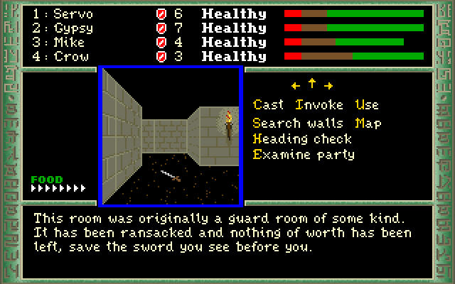 Dark Heart of Uukrul, The IBM PC/Compatibles Screenshot: Found a sword lying on the ground...