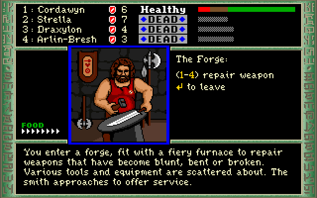 Dark Heart of Uukrul, The IBM PC/Compatibles Screenshot: The forge can repair your weapons.