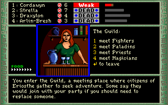 Dark Heart of Uukrul, The IBM PC/Compatibles Screenshot: Visiting the guild...