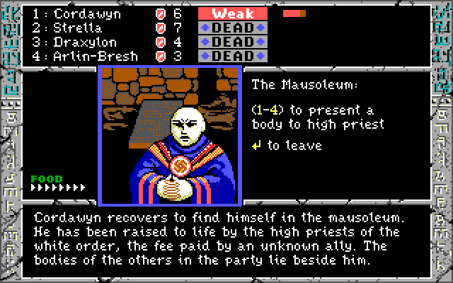 Dark Heart of Uukrul, The IBM PC/Compatibles Screenshot: Recovering at the mausoleum.