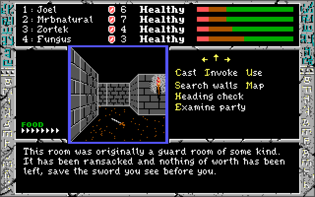 Dark Heart of Uukrul, The IBM PC/Compatibles Screenshot: Found a sword lying on the ground.