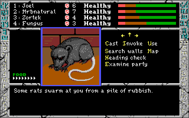 Dark Heart of Uukrul, The IBM PC/Compatibles Screenshot: Giant rats attack!