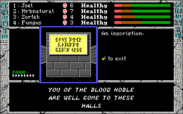 Dark Heart of Uukrul, The IBM PC/Compatibles Screenshot: Translating an inscription.