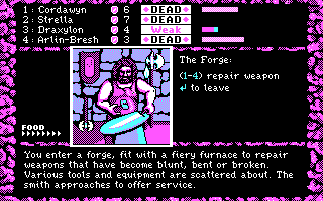 Dark Heart of Uukrul, The IBM PC/Compatibles Screenshot: The forge can repair weapons.