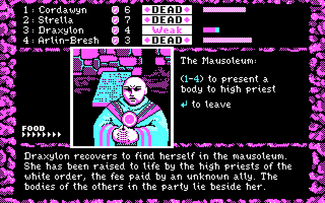 Dark Heart of Uukrul, The IBM PC/Compatibles Screenshot: Recovering at the mausoleum.